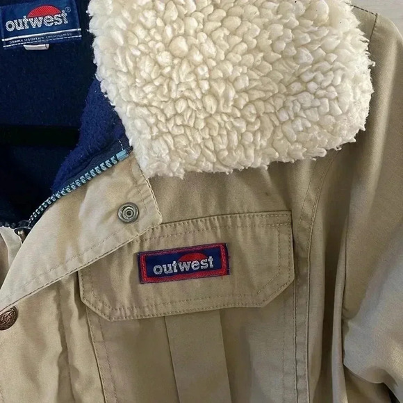 Vintage Outwest Women’s Bomber Jacket S Neutral Tan With Shearling Collar Coat - Picture 3 of 15